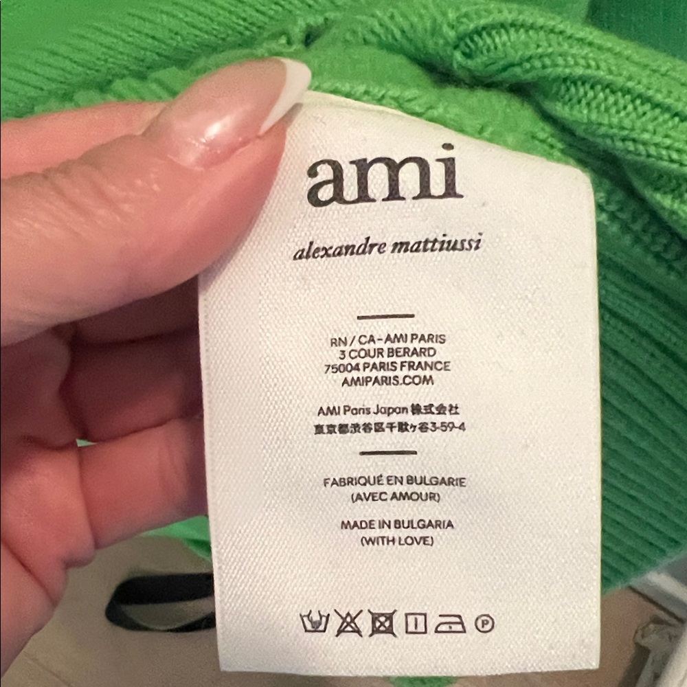 Ami Green Crew Neck Sweater with Black Heart - Picture 6 of 8